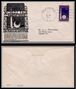 US FDC # 853 3c New York Fair Anderson Washington DC 1939, 0a1527 - Picture 1 of 1