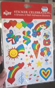 Pegatinas vintage, artículos arco iris Russ Berrie, raras, 1 hoja no paquete, leer, (CK4) - Imagen 1 de 5