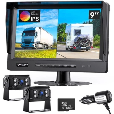 Ultimate 9" AHD IPS Monitor 1080P HD DVR Recording Dual Split Backup Camera C... - Image 1 of 4
