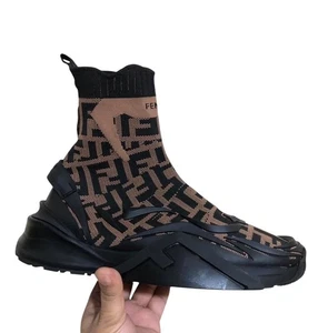 Fendi Zapatillas Hombre Talla EU 41 / US 8 - Marrón Negro Tejido Italia Excelente - Imagen 1 de 15