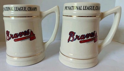 Set of 2 Vintage 1992 World Series National League Champions Atlanta Braves Mugs - Image 1 of 4