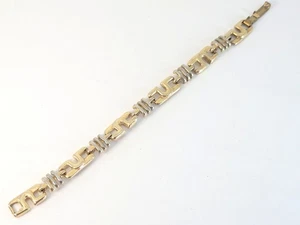 Vintage gold & silberfarbenes Gliederarmband - 7,5" geometrisch Retro Modeschmuck - Bild 1 von 3