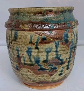 Studio Kunst Keramik Vase signiert 5,5 Zoll Höhe x 5,25 Zoll Breite - Bild 1 von 15