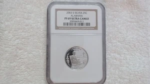 2003 S SILVER ALABAMA NGC PF69 ULTRA CAMEO STATE QUARTER ( A $35.00 NGC VALUE) - Picture 1 of 10
