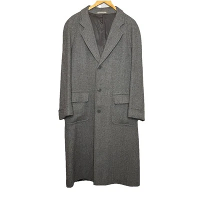 Blanc Luciano Barbera Mens’s Wool Alpaca Blend Gray Herringbone Overcoat No Size - Image 1 of 4