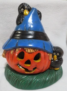 Vintage Ceramic Mold Halloween Scarecrow Pumpkin Crows Lights up cut-outs - Picture 1 of 11