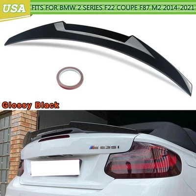 Rear Trunk Spoiler Wing For BMW F22 M235i F87 M2 201-21 M4 V Style Glossy Black Foto 1 de 4