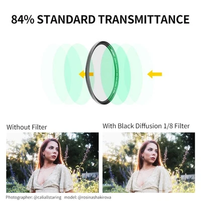 K&F CONCEPT NANO-X-1/8 Soft Focus Filter Diffusion Filter 55mm Black WMAW - Image 1 of 4