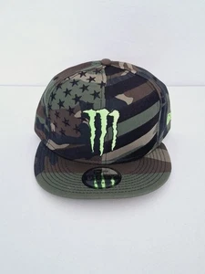Monster Energy New Era 9fifty Snapback Hat Cap Camo Camouflage USA Flag New - Picture 1 of 9