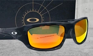 Custom OAKLEY black camo VALVE +(aftermarket) fire POLARIZED sunglasses NEW! - Picture 1 of 8