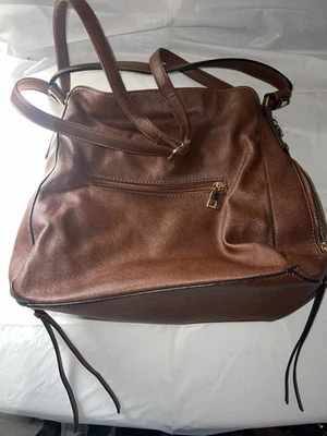 Realer коричневый искусственной кожи наплечная сумка с короткими ручками 12 x 14 золото оборудование сумочки - Изображение 1 из 4