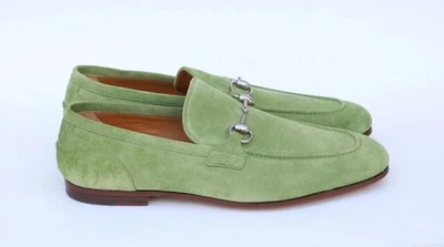Mocasines Gucci Jordaan Horsebit para hombre talla 9-US 9,5 en gamuza verde Foto 1 de 4