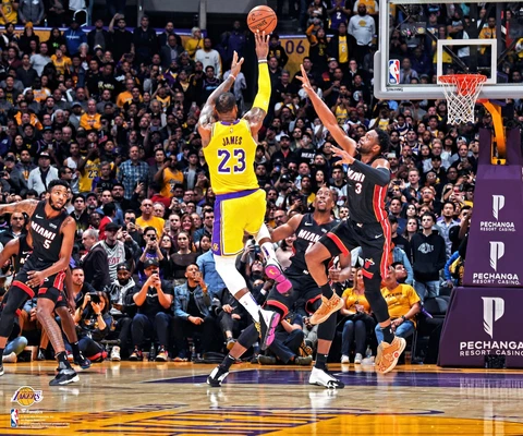 LeBron James Los Angeles Lakers Shot Over Wade Unsigned 8" x 10" Photo Cover