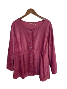 Soft Surroundings Peplum Jacket Women’s Size XL Chenille Buttons Raspberry - Picture 1 of 8