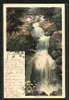 Lithographie Triberg Wasserfall, die Br&#252;cke oberhalb des Wasserfalls 1899