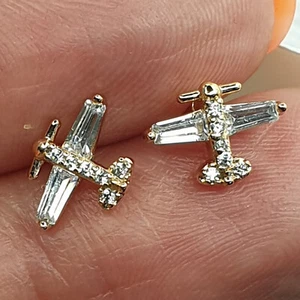 Airplane Stud Earrings Piercing Ladies Jewellery Valentines Gifts Girlfriend UK - Picture 1 of 10
