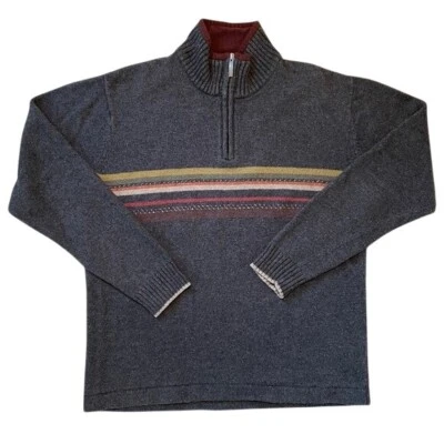 Columbia Quarter Zip Sweater Striped Pullover Outdoor Casual Gray Mens L Foto 1 de 4