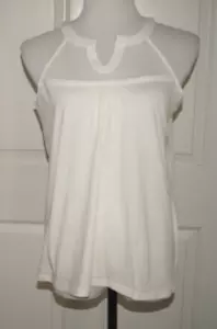NWT Authentic LAUREN RALPH LAUREN Ivory Cotton Mesh Women's Top Petite Large - Picture 1 of 8