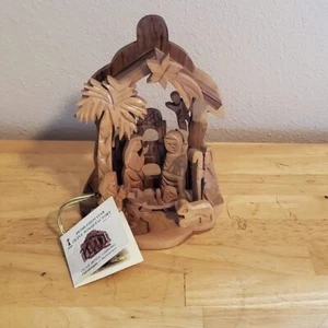 Bethlehem Star Olive Wood Carving Holy Family Nativity Christmas Decor - Picture 1 of 10