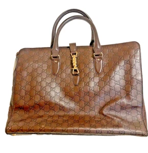 Echte Gucci Handtasche braun Leder Arbeitskleidung große Beuteltasche - Bild 1 von 22