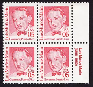 Scott #2173a Luis Munoz Marin Description Block of 4 Stamps - MNH - Picture 1 of 1