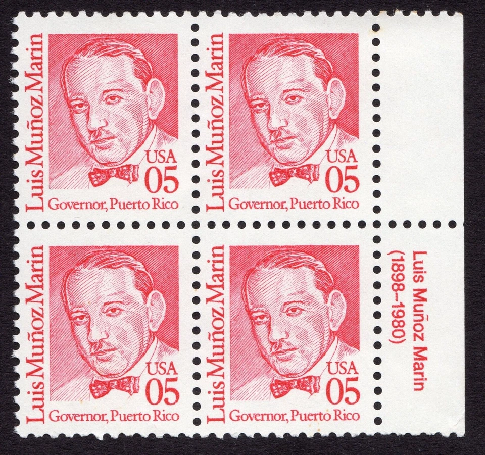 Scott #2173a Luis Munoz Marin Description Block of 4 Stamps - MNH - Image 1 of 1