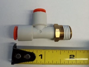 SMC KQ2Y07-02S 1/4"x1/4"NPTx1/4" push-to-connect male run tee **10-pack** - Picture 1 of 3
