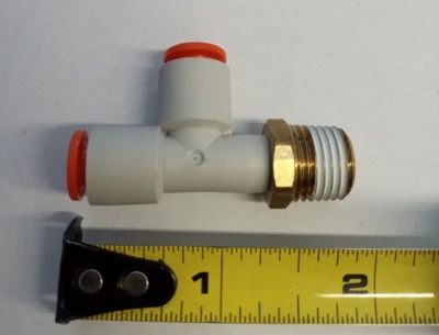 SMC KQ2Y07-02S 1/4"x1/4"NPTx1/4" push-to-connect male run tee **10-pack** - Image 1 of 3