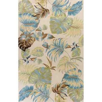Designer Tropical Coastal Island Palm Carved Wool Area Rug **FREE SHIPPING** - Image 1 of 4