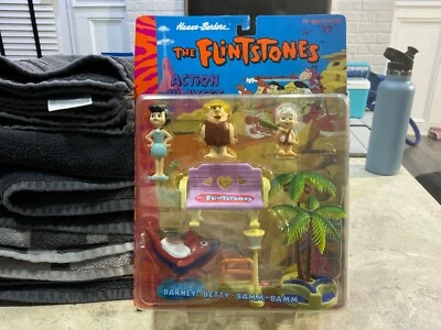 Juego de acción Hanna Barbera Boley The Flintstones 1992 Barney Betty Bam Bam sin usar, en paquete Foto 1 de 3