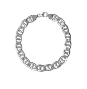 Brazalete de cadena Marina plana de plata de ley de 9 mm para hombre y mujer - Imagen 1 de 1