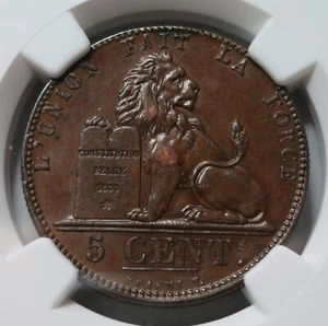 BELGIUM 5 centimes 1848 NGC AU Details About UNC Lion Large Copper Leopold - Picture 1 of 7