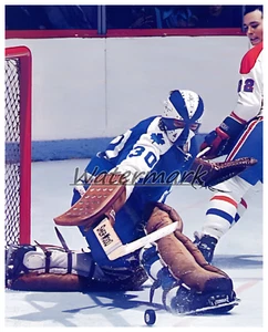 1970er Toronto Maple Leafs Goalie Dunc Wilson vs Canadiens Farbe 8 x 10 Foto - Bild 1 von 1