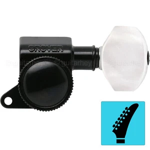 NEW Grover 505 Mini Roto-Grip Locking Rotomatic 6 In line Tuners PEARLOID BLACK - Picture 1 of 3