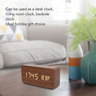 Wood Alarm Clock 3 Level Brightness Clock Temp Humidity For Bedroom Office BGA