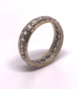VINTAGE 18ct YELLOW AND WHITE GOLD FULL ETERNITY RING SIZE M1/2 NOT SILVER - Picture 1 of 8
