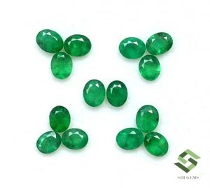 Lote de 14 piedras preciosas sueltas sin tratar esmeralda natural corte ovalado 5x4 mm 4,93 CTS - Imagen 1 de 7