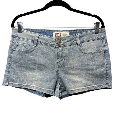 Vintage Y2K LEI Ashley Low Rise Denim Jean Shorts Juniors Size 11 Sparkle - Image 1 of 4