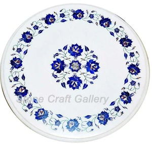 Mesa Lateral De Mármol De 18" Con Piedras Semipreciosas Artesanía Pietradura - Imagen 1 de 1