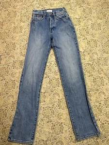 PacSun Damen Gr. 22 Stretch Dad Jeans Button Fly Damen Mid Rise Freizeitjeans blau - Bild 1 von 15