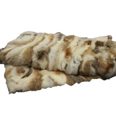 100% Natural Rabbit Fur Patchwork Leather Fluffy Soft Furry for DIY Blanket Rug - Image 1 of 4