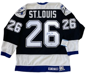 MARTIN ST. LOUIS SIGNED 2004 LIGHTNING STANLEY CUP JERSEY BECKETT WITNESS COA L - Picture 1 of 5