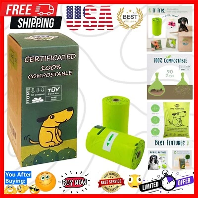 Sacos de lixo compostáveis para cães sem perfume - 9x13 polegadas, 120 unidades, à base de vegetais - Imagem 1 de 4