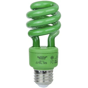 Sunlite 13W Spiral Energy Saving Compact Fluorescent CFL Light Medium Base Green - Picture 1 of 1