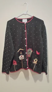 Vintage Tacky Birdhouse Strickjacke - Christopher & Banks - XL - Forest Green - Bild 1 von 2
