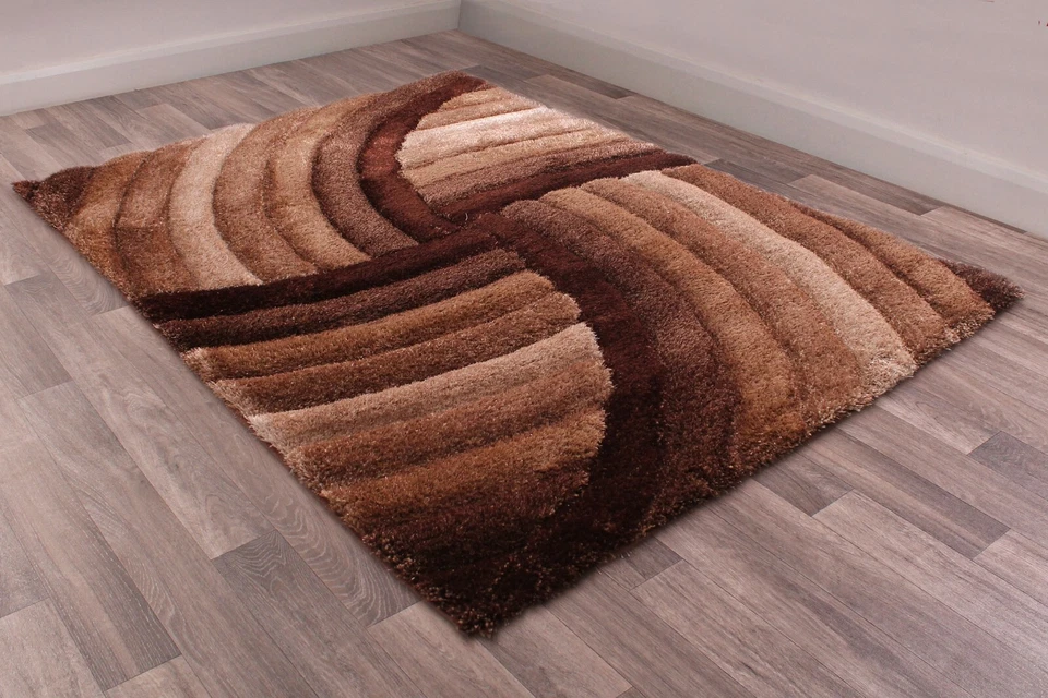 3D Carved Soft Silky Fluffy Bedroom Living Room Rug Small Large Grey Shaggy Rug - Image 1 of 1