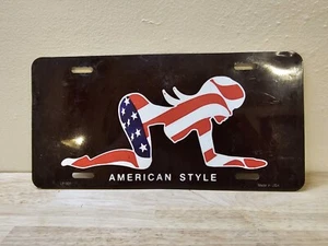 American Style Sexy Flag Pose Aluminum License Plate Tag  - Picture 1 of 2