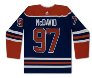 Trikot Connor McDavid handsigniert blau 2023 Adidas Edmonton Oilers UDA - Bild 1 von 4
