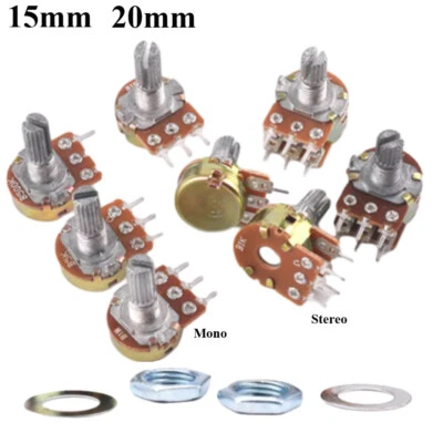 Mono Stereo Poti Dreh Potentiometer Linear 1K 2K 5K 10k 20K 50K 100K 250K 1M Ohm - Bild 1 von 4