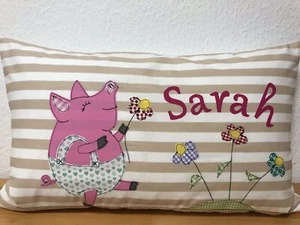 Kissen mit Namen*Wunschname*Taufe*Geburt*Geschenk 30x50cm. Schweinchen - Bild 1 von 4
